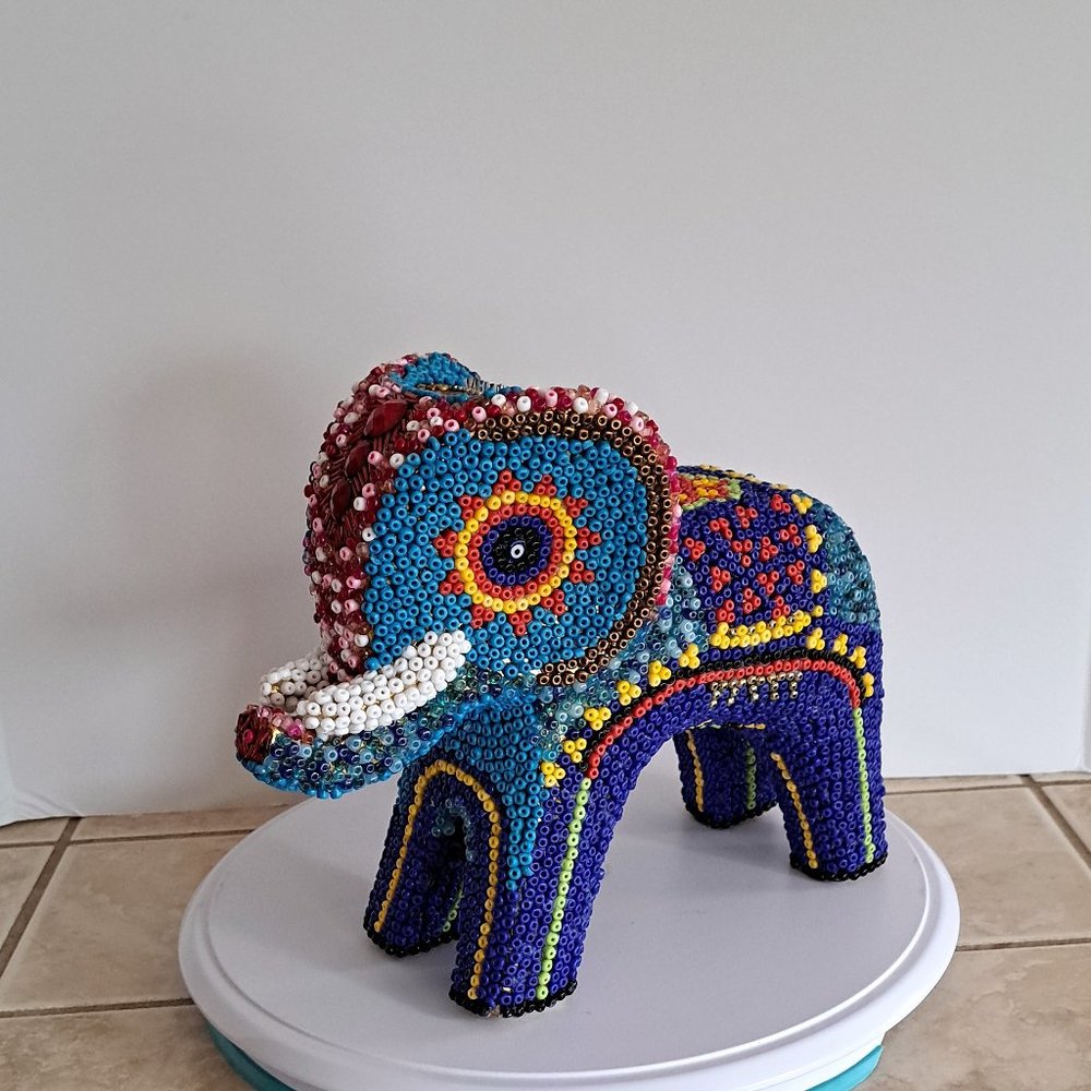 Elephant with bead art work.